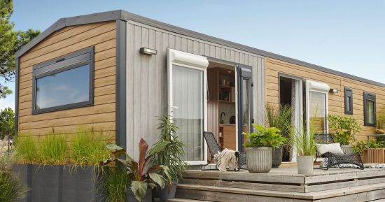 Extérieur et terrasse du modèle Bol d’Air Mistral mobil-homes Louisiane Sunshine Habitat