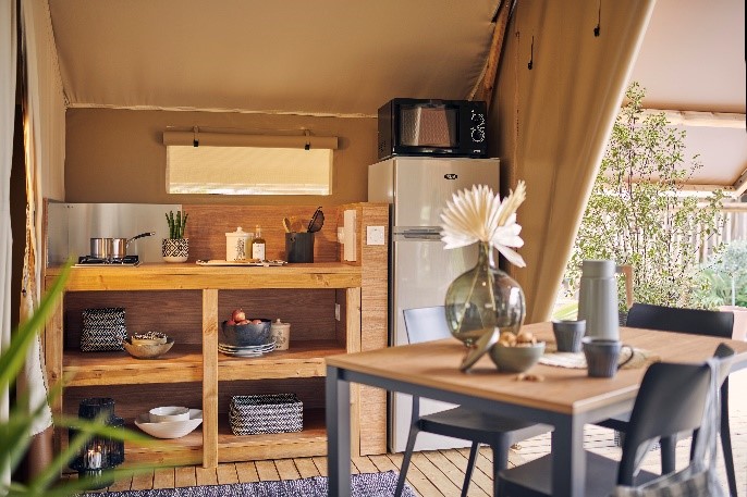 Mini Wood Lodge 21-2 cuisine et séjour Sunshine Habitat